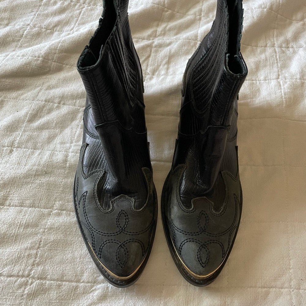 Guess Black Leather Cowboy Boots